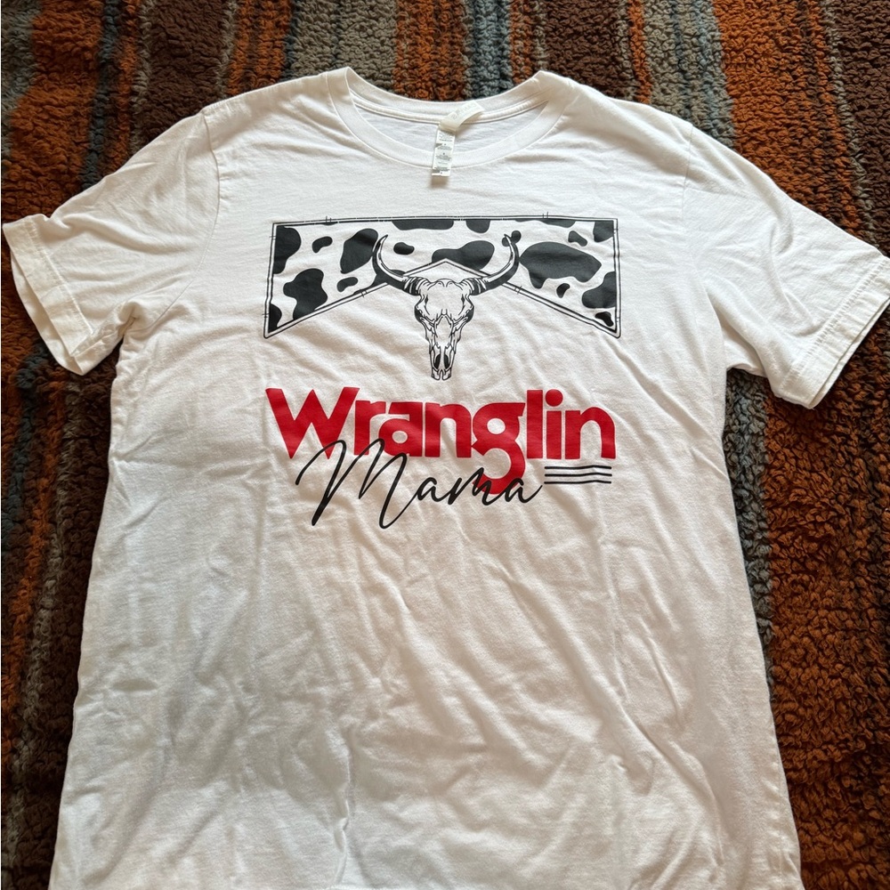Bella Canvas White Wranglin Mama Tee